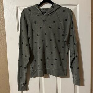 Lucky Brand Women’s Hooded Waffle Knit Long Sleeve Shirt Pullover Top Stars M